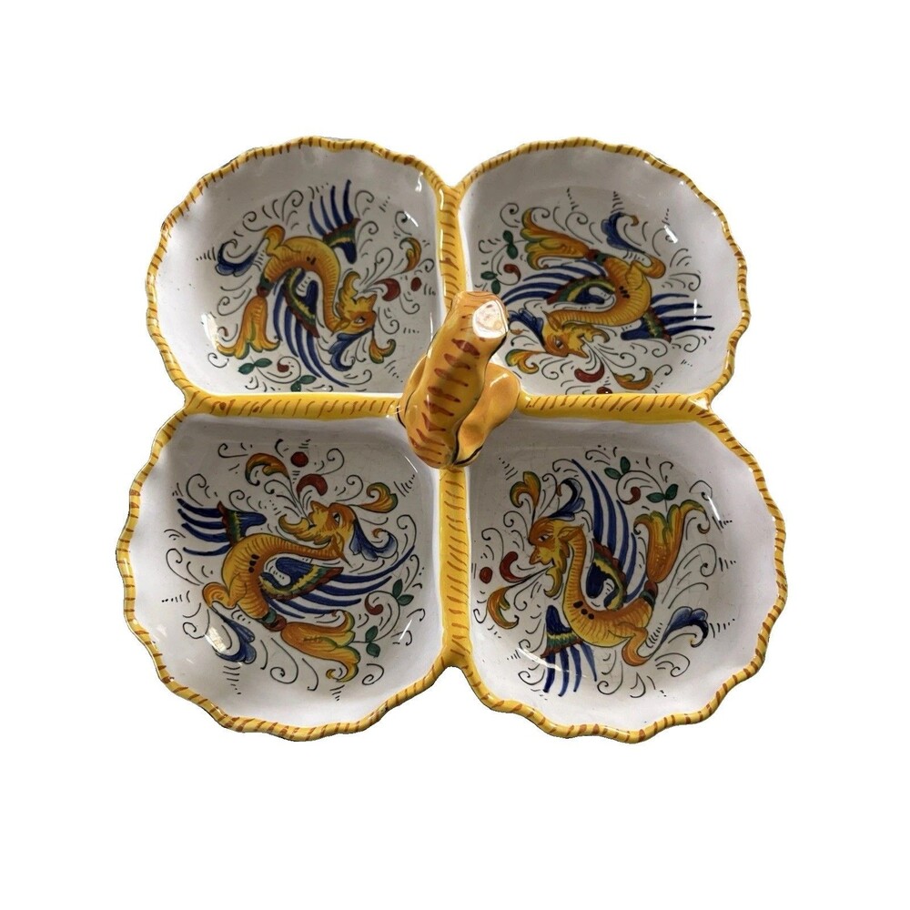 Assisi Italian  Sberna Raffaellesco stylized dragon Serving dish vintage SEE